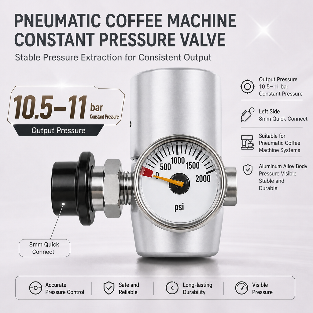 CO₂ Regulator with 8mm Female Quick-Connect Outlet Pneumatic Coffee Machine Compatible