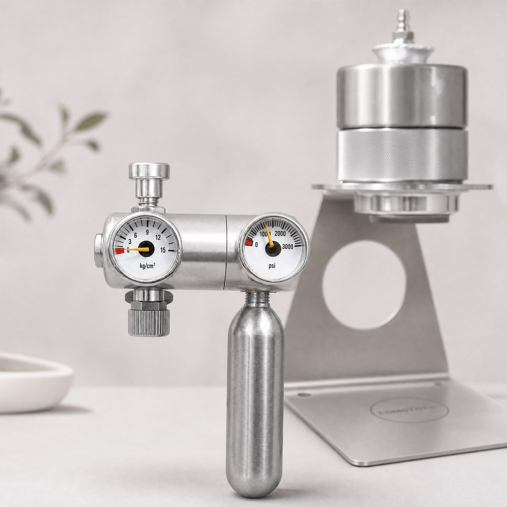 Dual-Stage Pressure Regulator with Dual Gauges & Push Button Valve