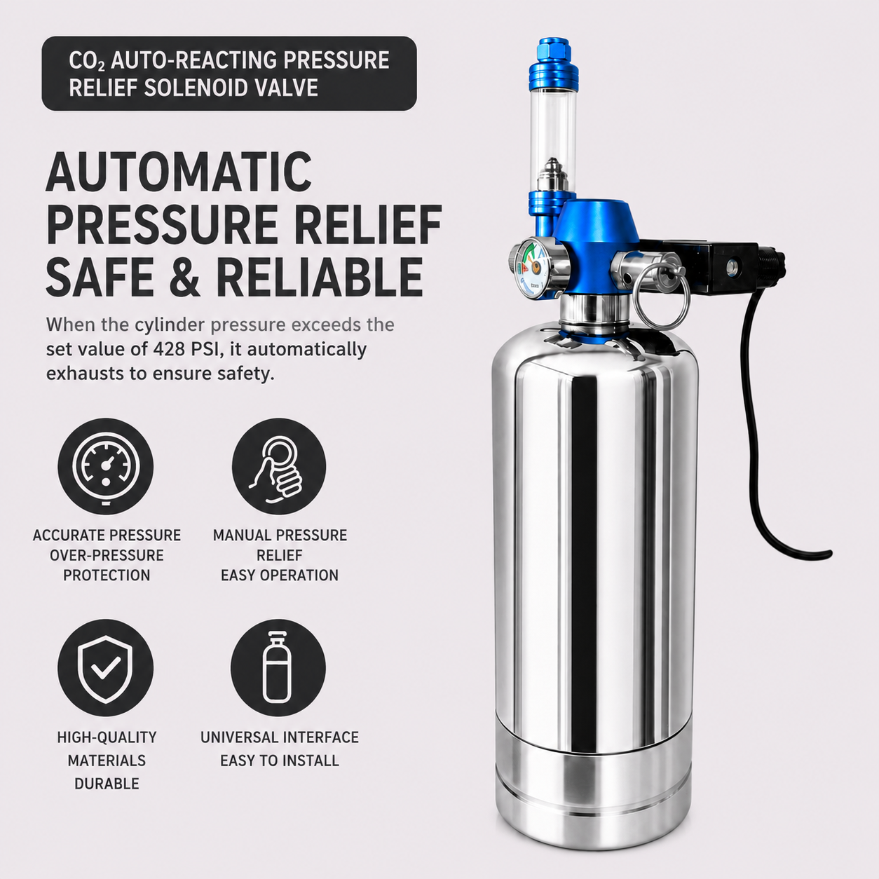 4L CO2 Reaction Bottle for DIY Planted Aquarium System with CO2 Regulator
