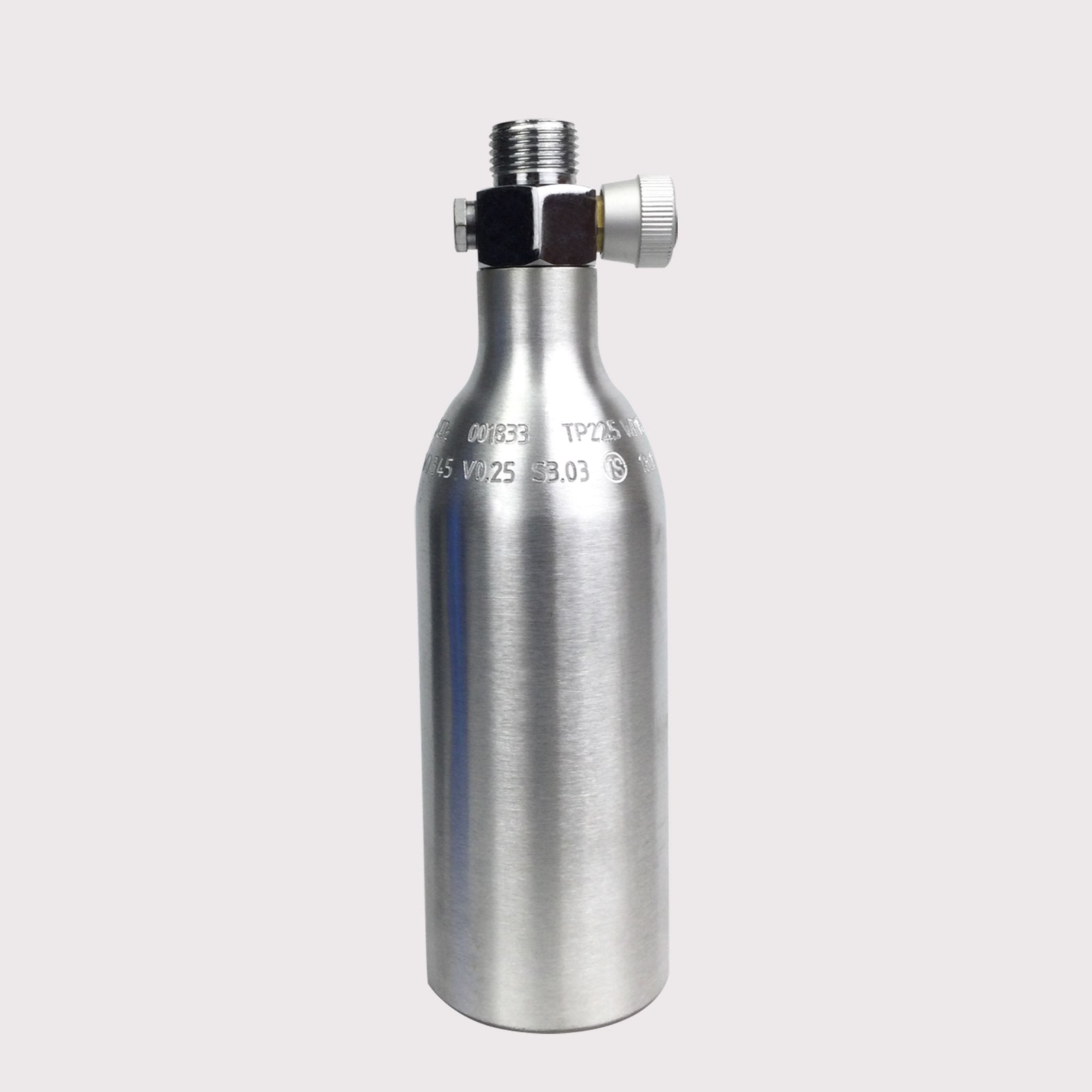 Reusable Aluminum CO₂ Gas Cylinder with ON/OFF Control Knob – 0.25L & 0.21L