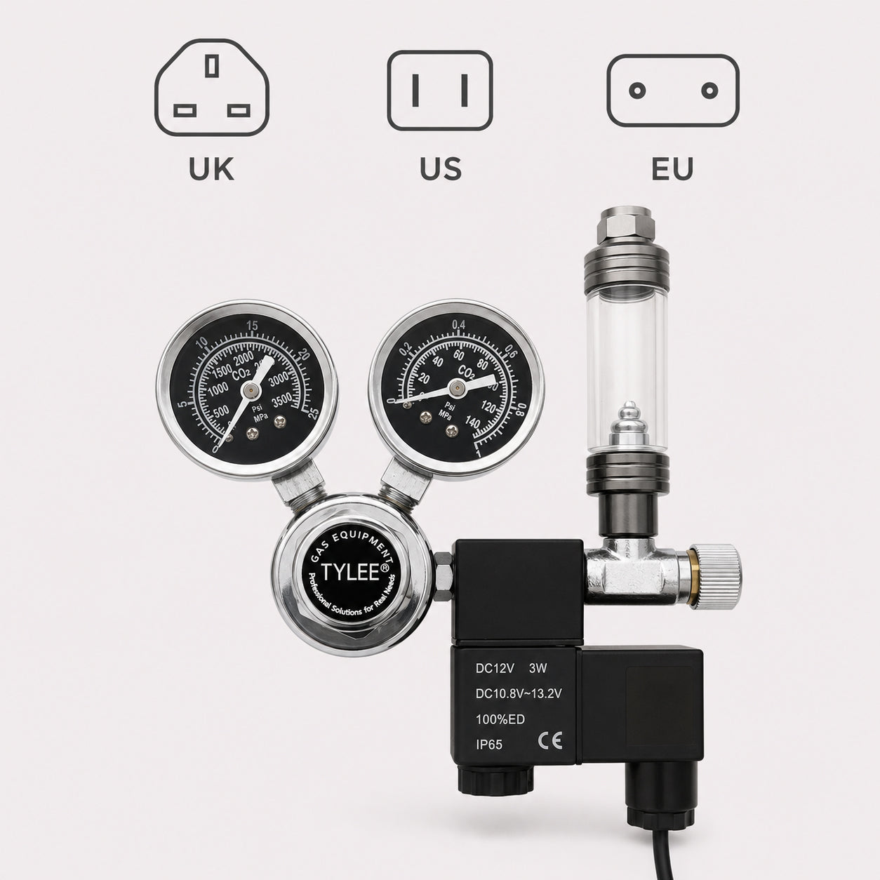 Dual Gauge CO₂ Regulator with Solenoid Valve for Planted Aquarium and Indoor Growing