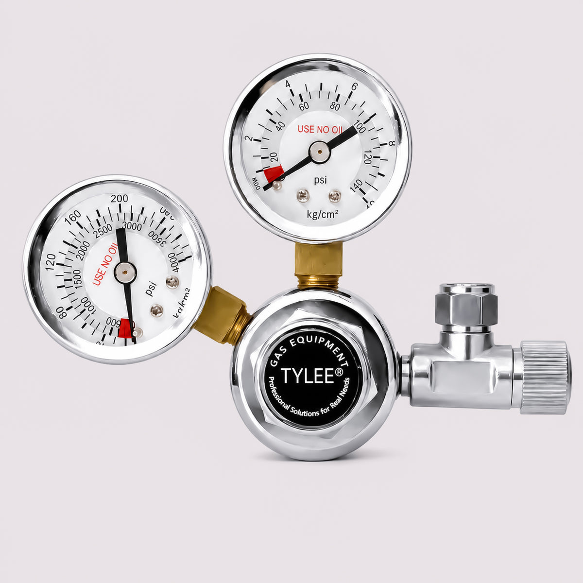 Single Stage CO₂ Regulator with Dual Gauges, Solid Brass Body for Aquarium and Brewing Systems
