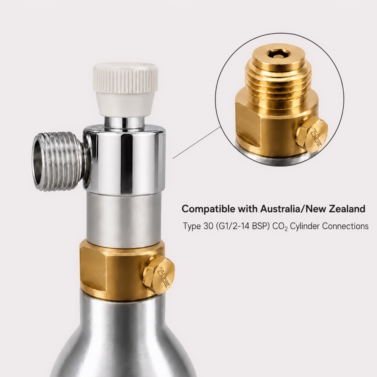 CGA320 Female to W21.8-14 Male CO₂ Cylinder Adapter Valve