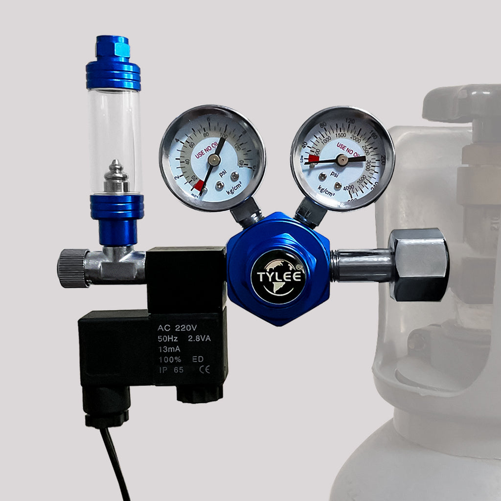 Aquarium CO2 Regulator Dual Gauges with Solenoid Valve