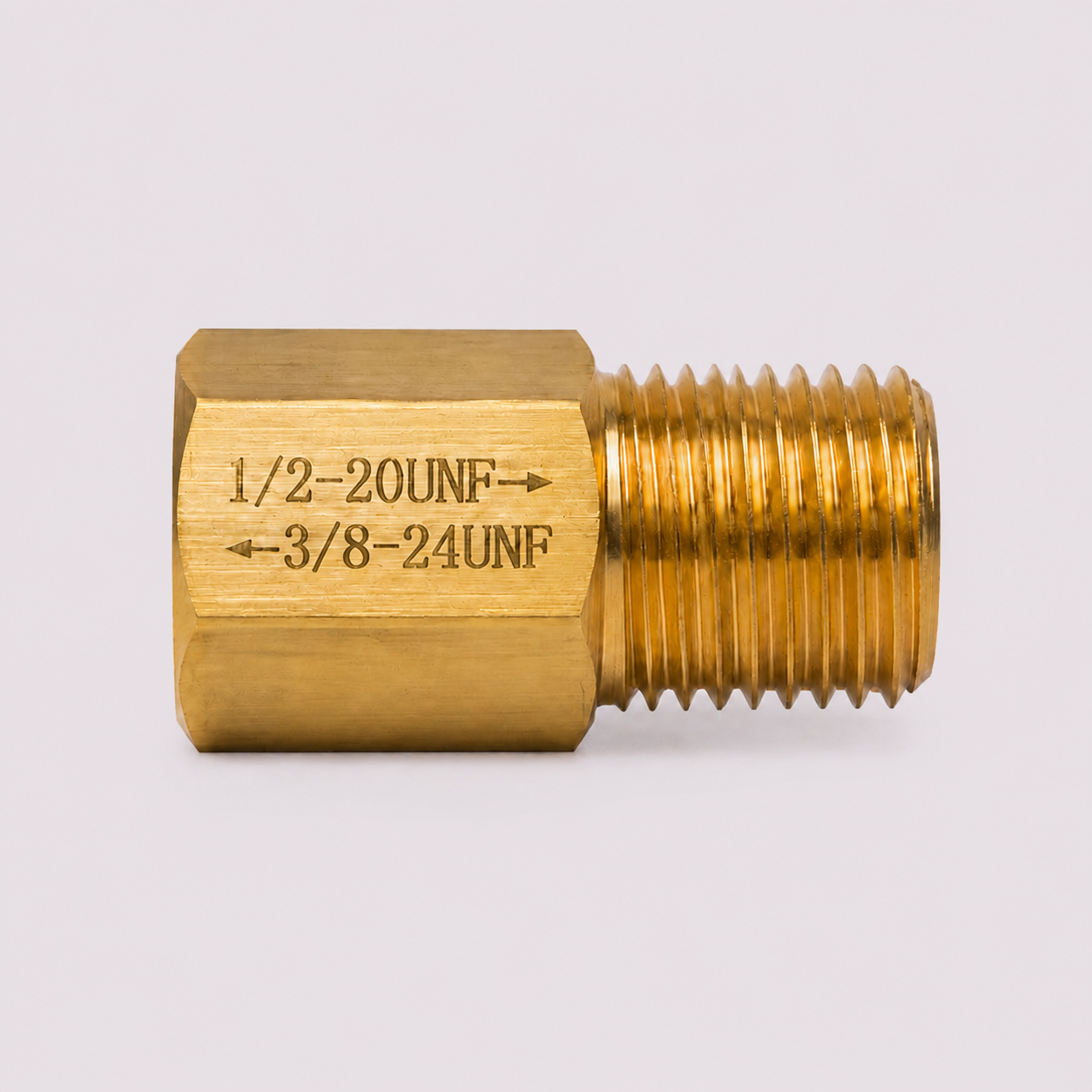 Brass Thread Adapter 1/2-20 UNF Male to  3/8-24 UNF Female