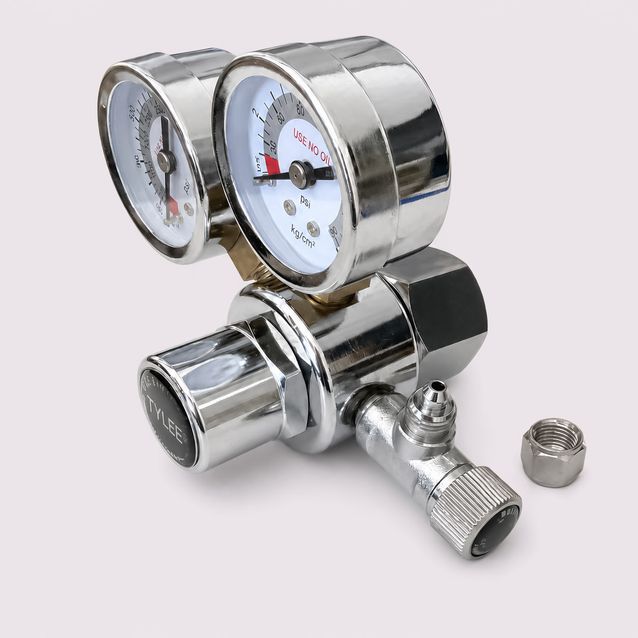 Single Stage CO₂ Regulator with Dual Gauges, Solid Brass Body for Aquarium and Brewing Systems