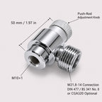 M10×1 to W21.8 CO₂ Adapter with Adjustable Valve Pin Knob for Disposable Cylinders