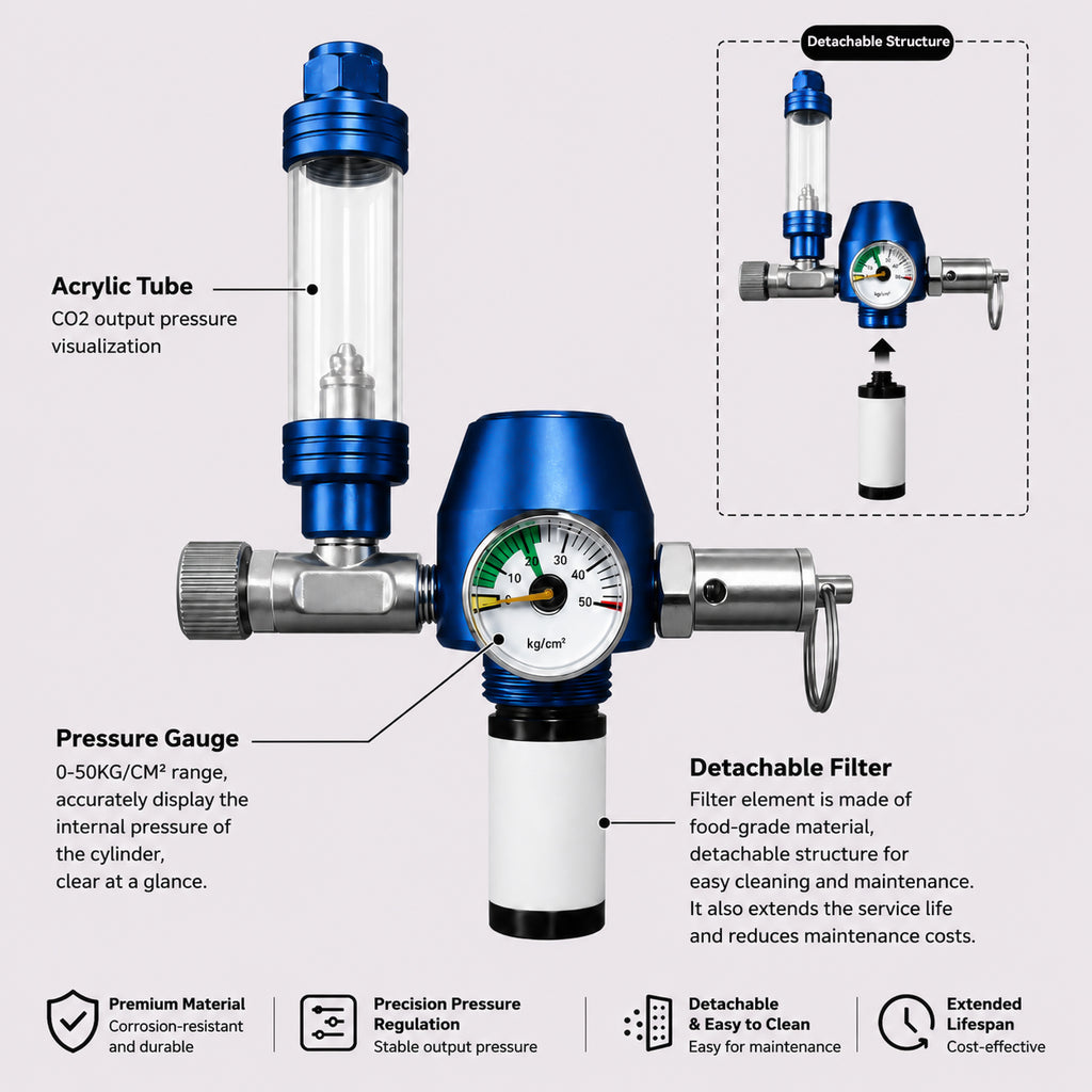4L CO2 Reaction Bottle for DIY Planted Aquarium System with CO2 Regulator