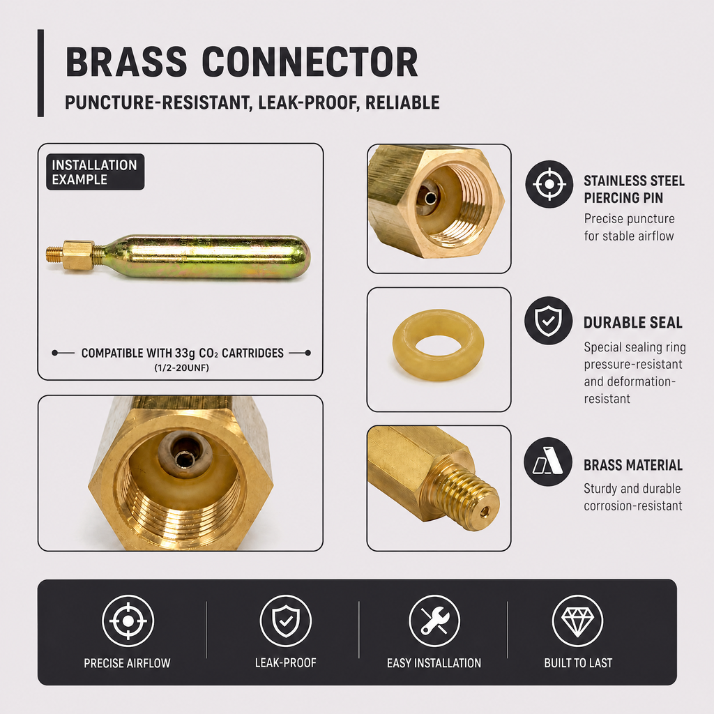 3/8-24 UNF Male to 1/2-20 UNF Female Brass Thread Adapter