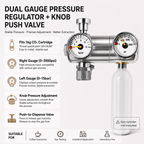 Dual-Stage Pressure Regulator with Dual Gauges & Push Button Valve