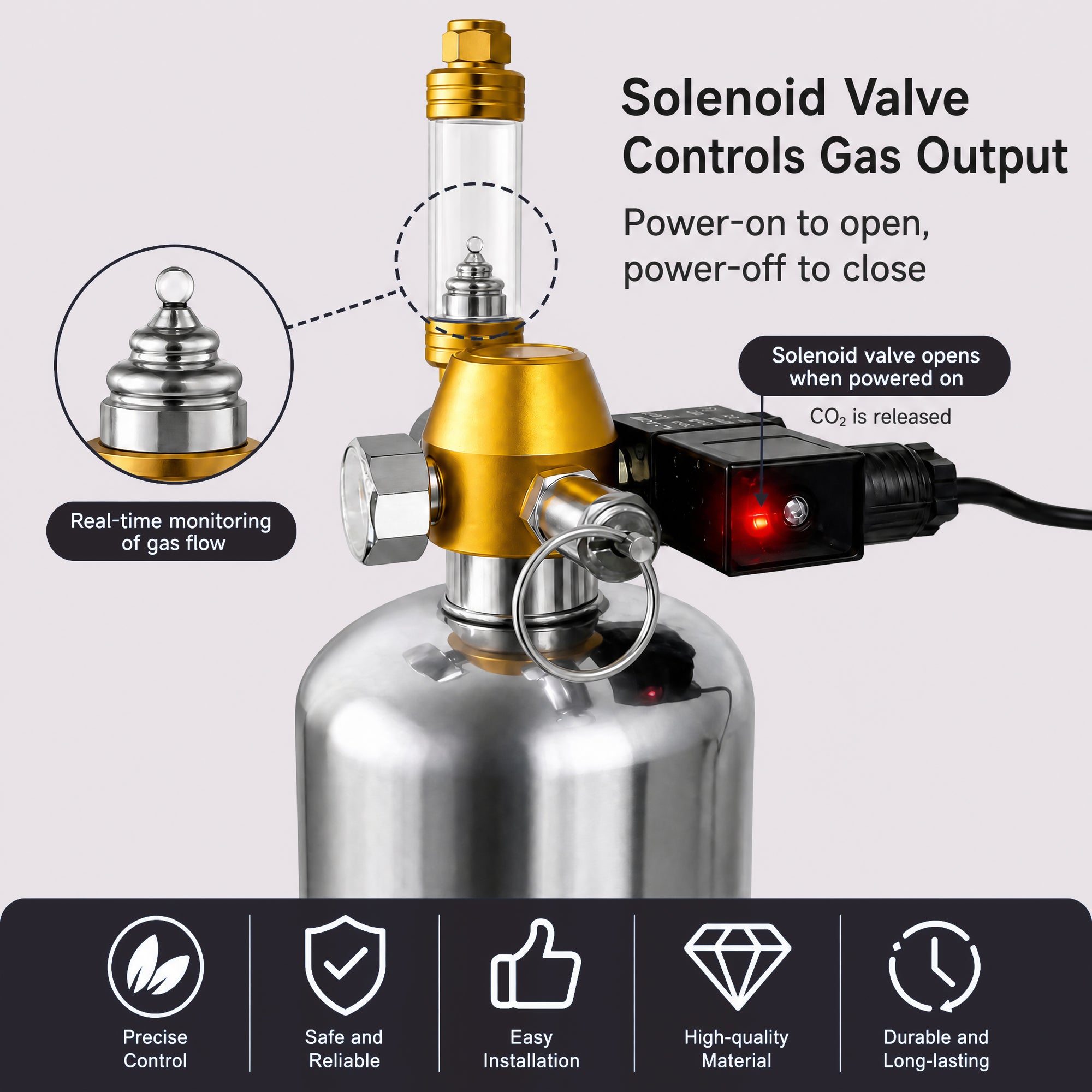 1L CO2 Reaction Bottle for DIY Planted Aquarium System with CO2 Regulator