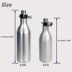 Reusable Aluminum CO₂ Gas Cylinder with ON/OFF Control Knob – 0.25L & 0.21L