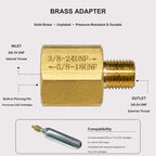 Aquarium CO₂ Regulator Conversion Adapter, 5/8-18UNF Female to 3/8-24UNF Male Thread Brass Connector