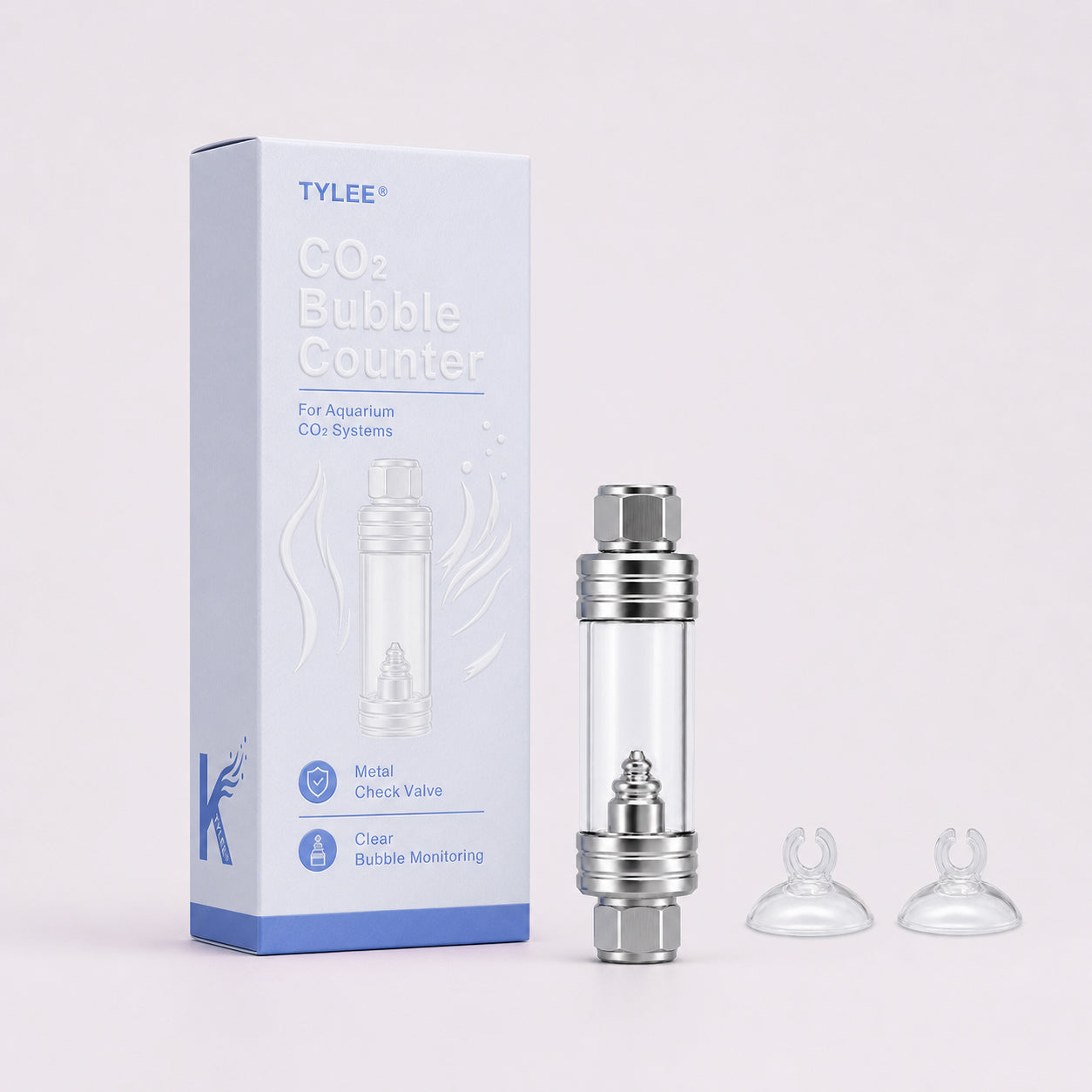 Aquarium CO2 Bubble Counter with Built-in Check Valve Inline Style