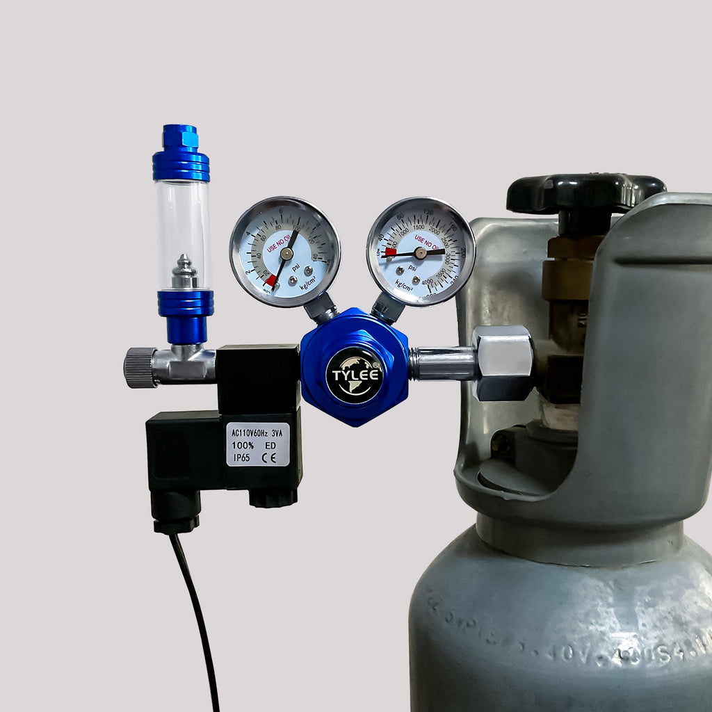 Aquarium CO2 Regulator Dual Gauges with Solenoid Valve