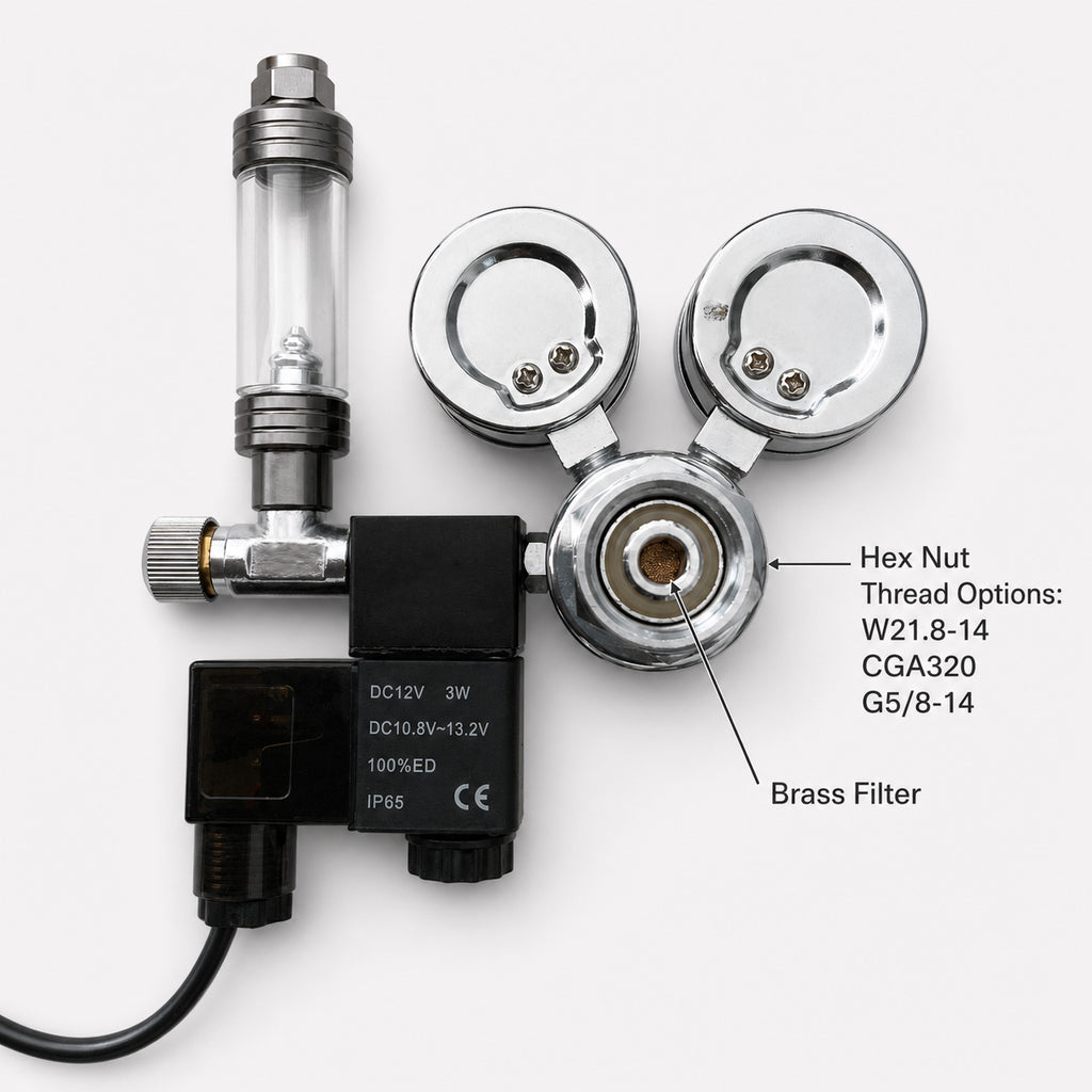 Dual Gauge CO₂ Regulator with Solenoid Valve for Planted Aquarium and Indoor Growing