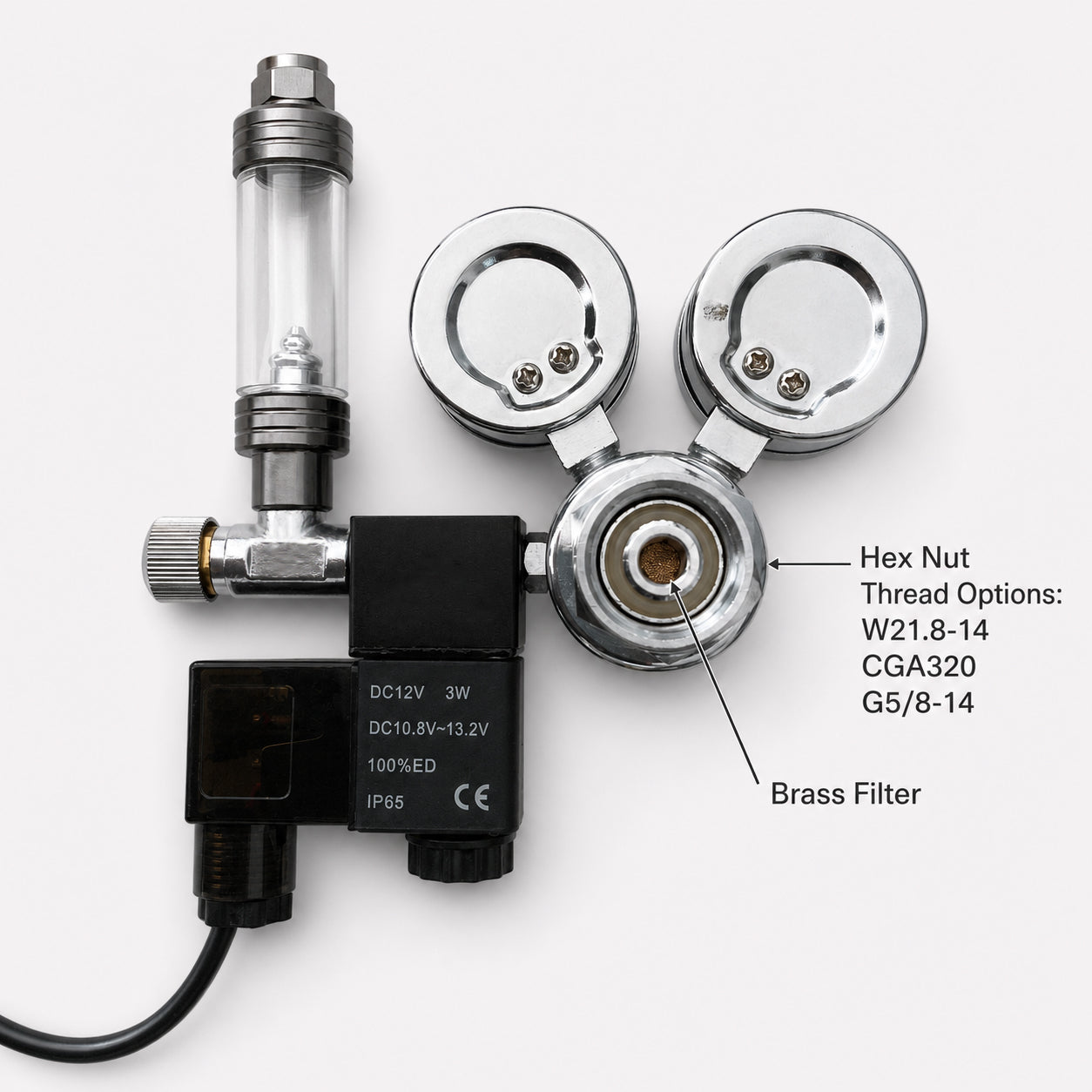 Dual Gauge CO₂ Regulator with Solenoid Valve for Planted Aquarium and Indoor Growing