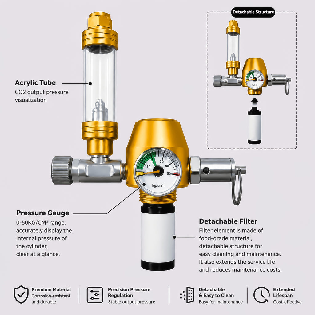 1L CO2 Reaction Bottle for DIY Planted Aquarium System with CO2 Regulator