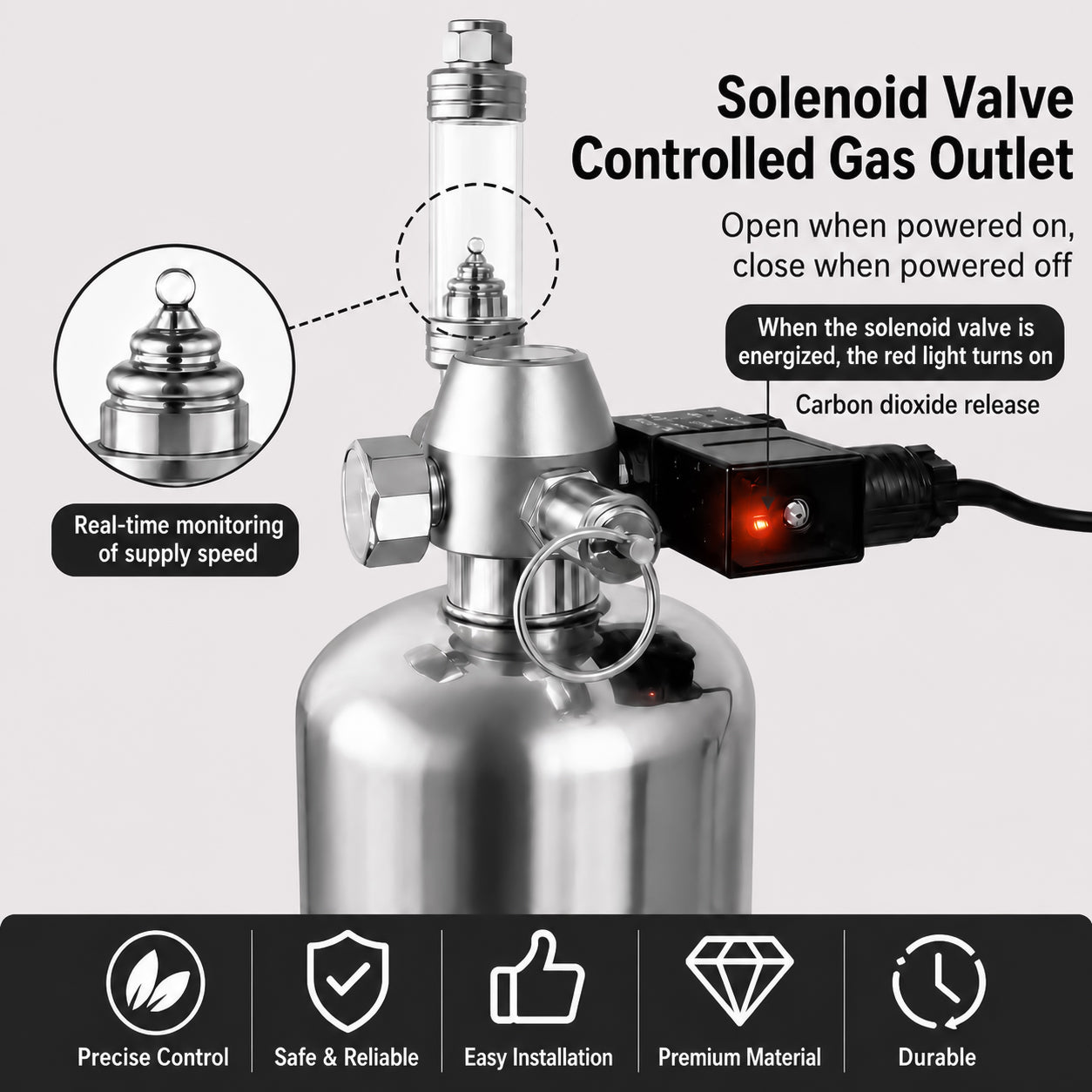 2L CO2 Reaction Bottle for DIY Planted Aquarium System with CO2 Regulator