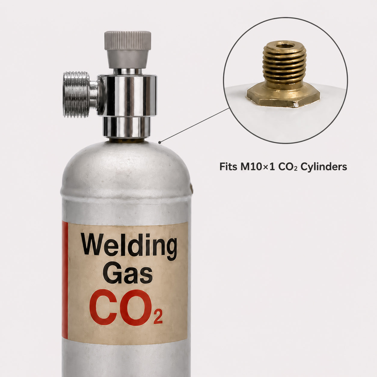 M10×1 to W21.8 CO₂ Adapter with Adjustable Valve Pin Knob for Disposable Cylinders