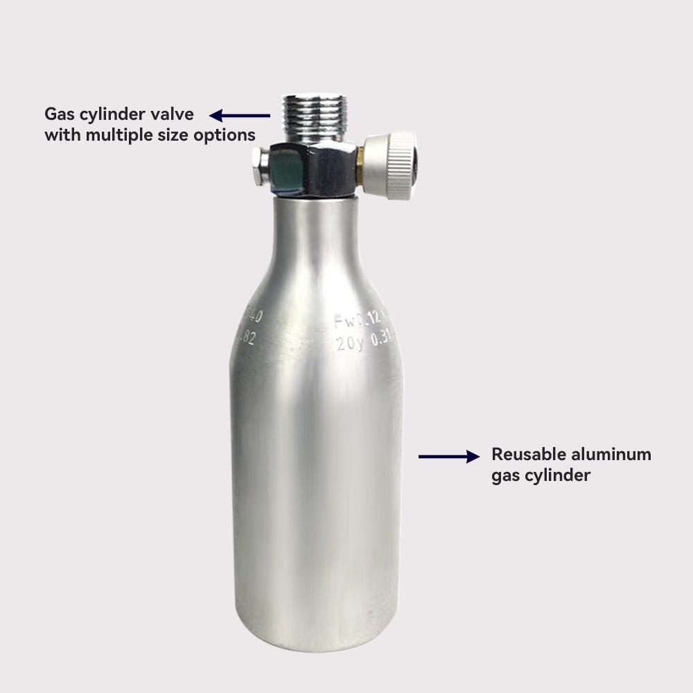 Reusable Aluminum CO₂ Gas Cylinder with ON/OFF Control Knob – 0.25L & 0.21L