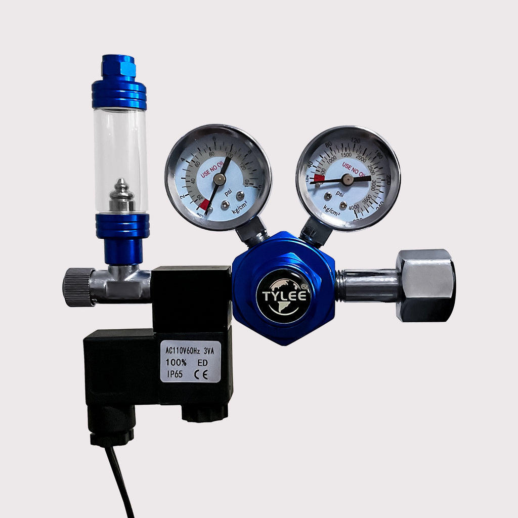 Aquarium CO2 Regulator Dual Gauges with Solenoid Valve