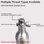 Reusable Aluminum CO₂ Gas Cylinder with ON/OFF Control Knob – 0.25L & 0.21L