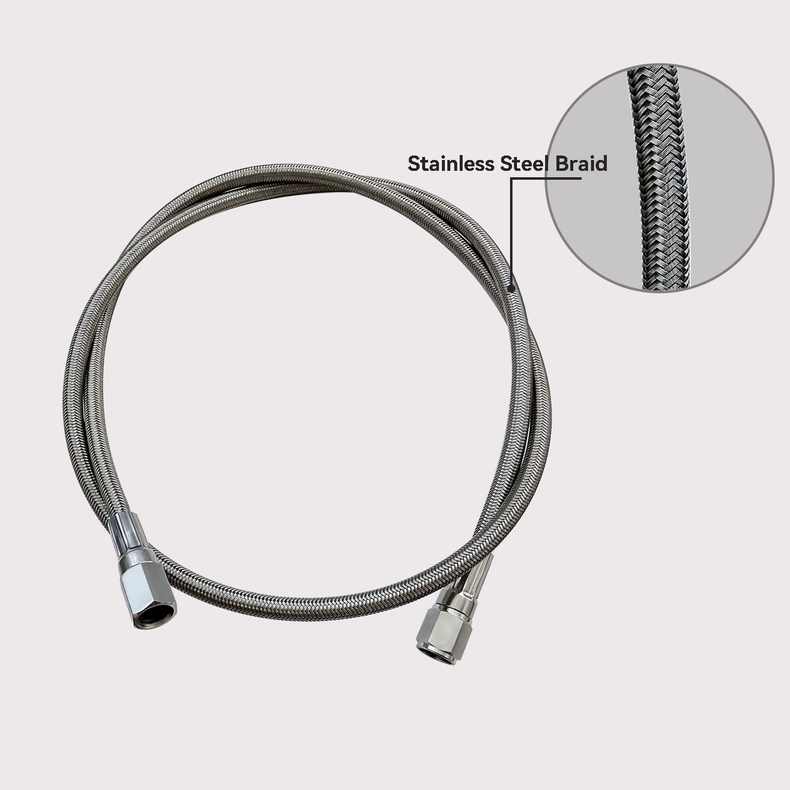Stainless Steel Braided PTFE Teflon Hose with 7/16-20UNF Thread