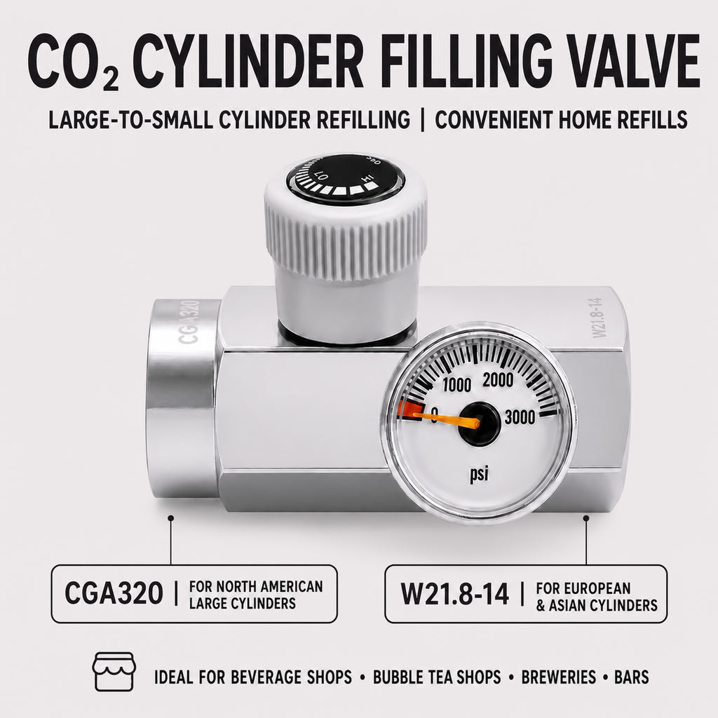 CO₂ Tank Refill Adapter – CGA320 to W21.8 Connector for Home Gas Cylinder Refilling