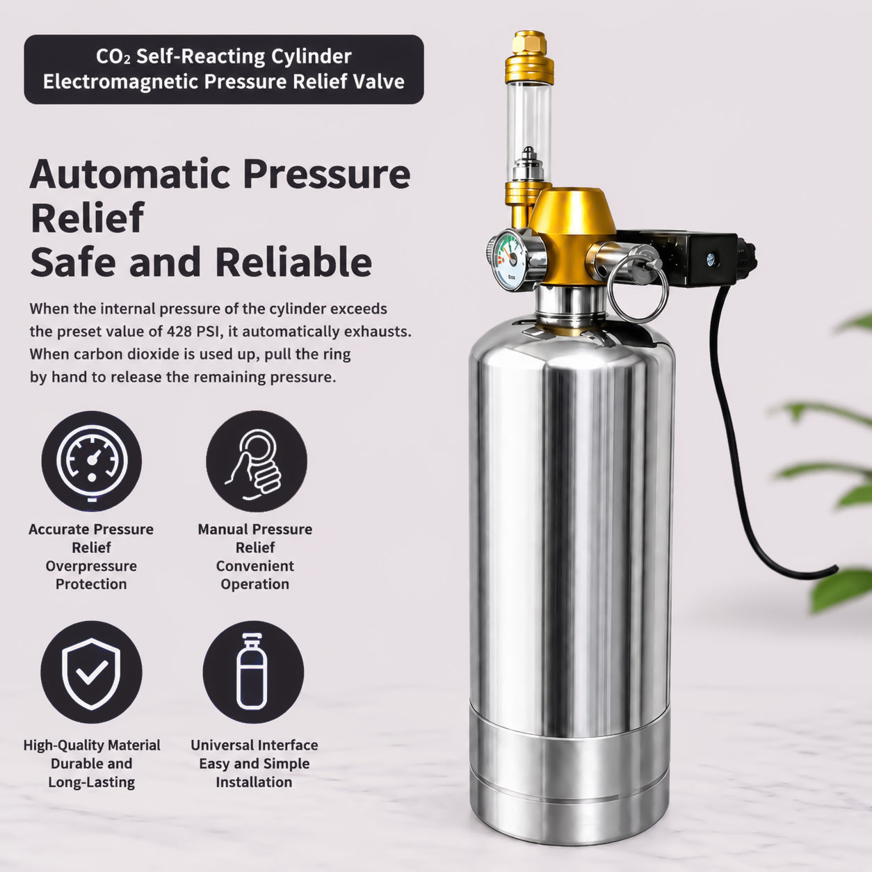 1L CO2 Reaction Bottle for DIY Planted Aquarium System with CO2 Regulator