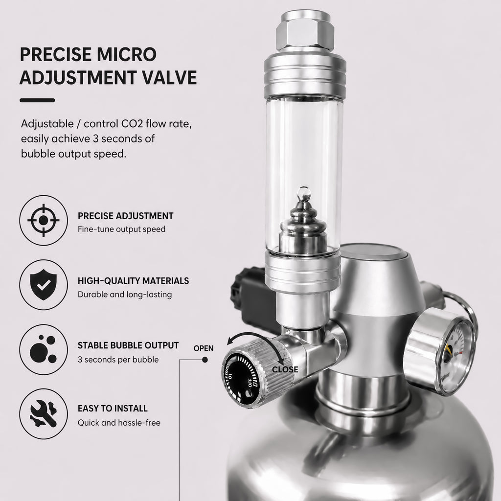 2L CO2 Reaction Bottle for DIY Planted Aquarium System with CO2 Regulator