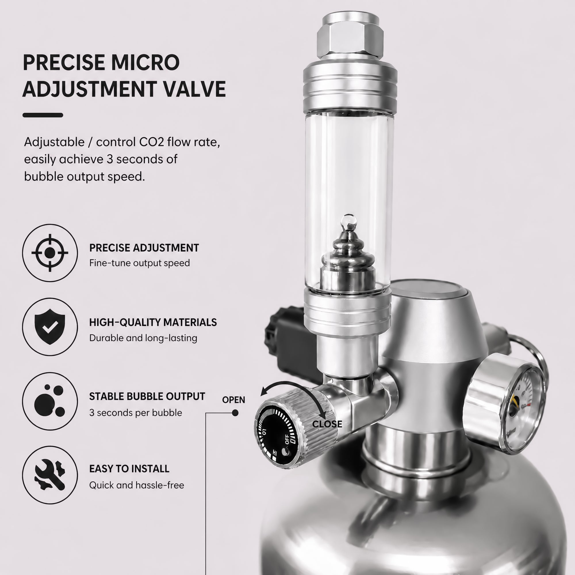 2L CO2 Reaction Bottle for DIY Planted Aquarium System with CO2 Regulator