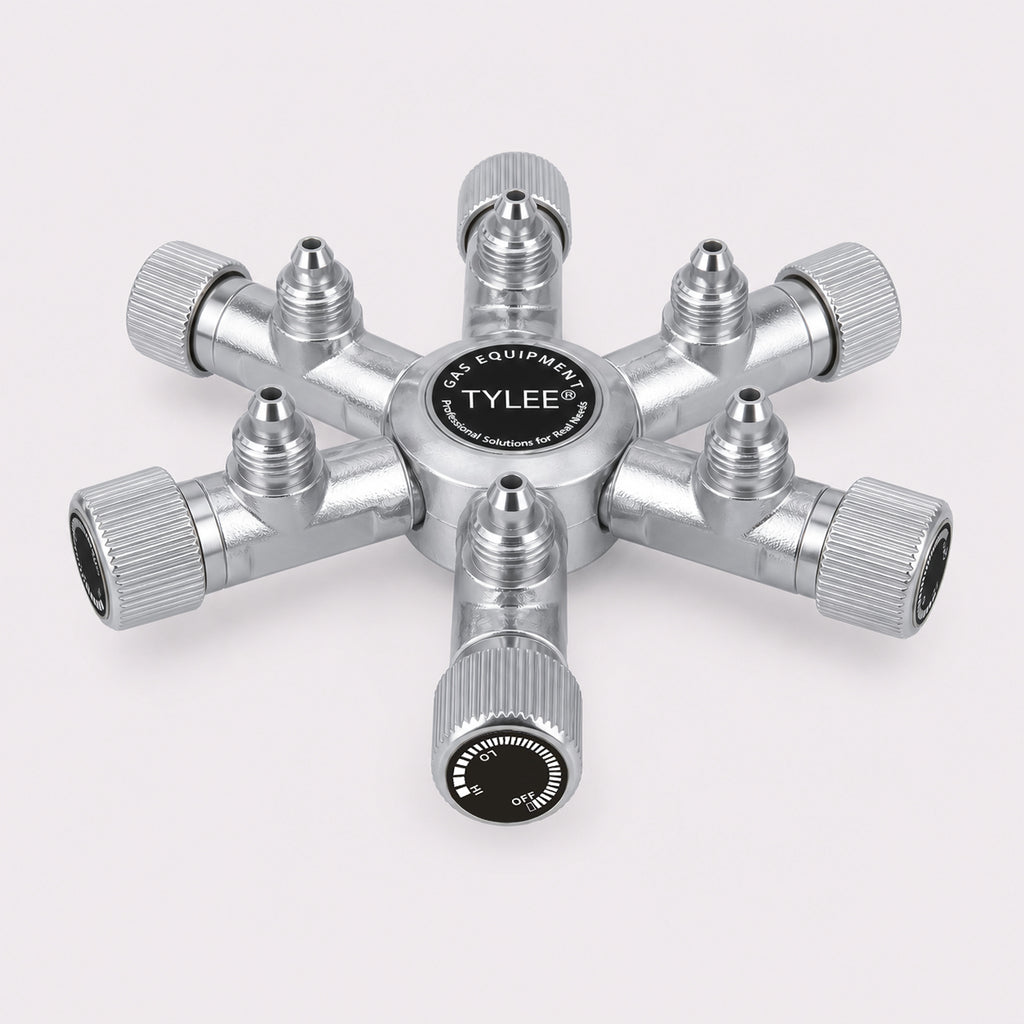 2-Way to 6-Way CO₂ Splitter with Needle Valves for Aquarium CO₂ Regulators