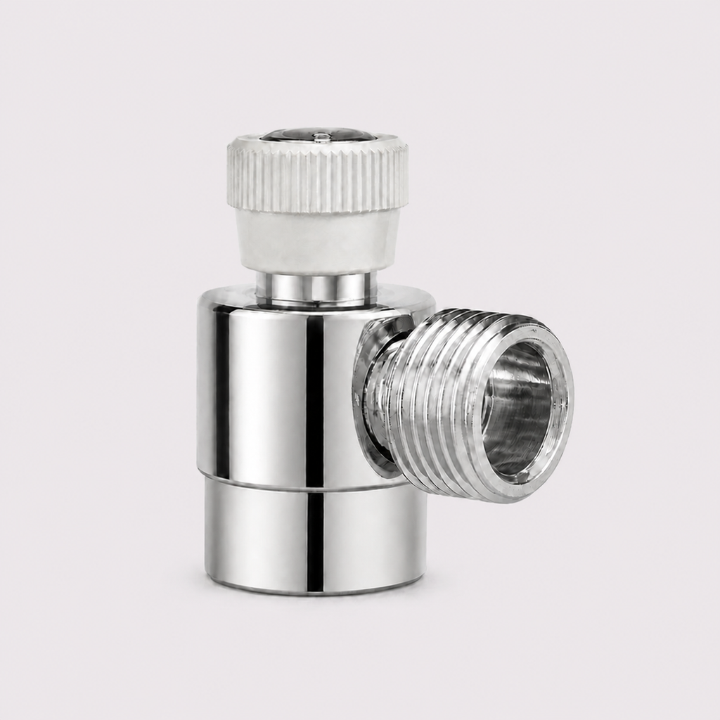 CGA320 paintball CO₂ cylinder adapter with adjustable valve pin knob