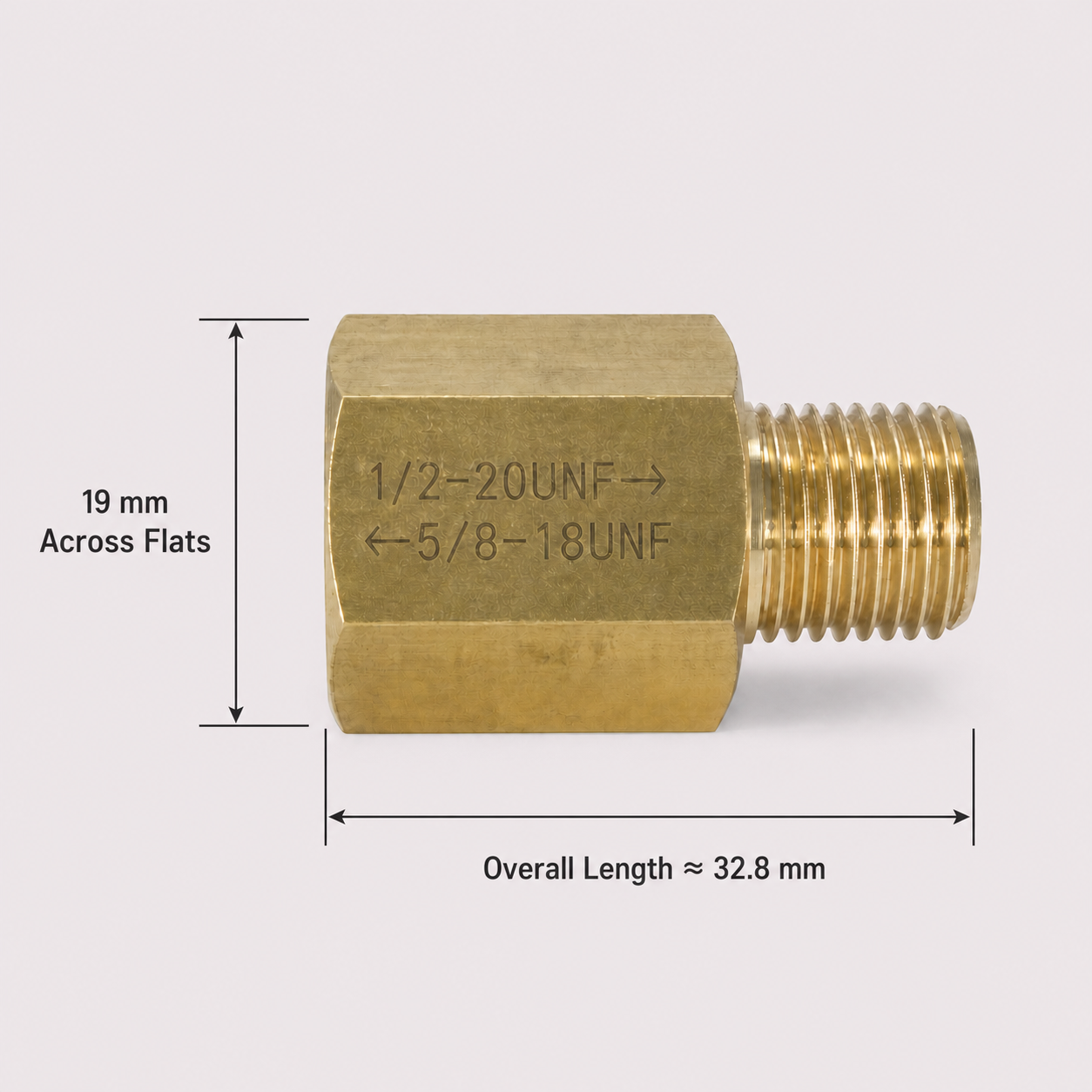 Nano CO₂ Cylinder Adapter 5/8-18UNF to 1/2-20UNF for 74g/88g/95g CO₂ Cartridges