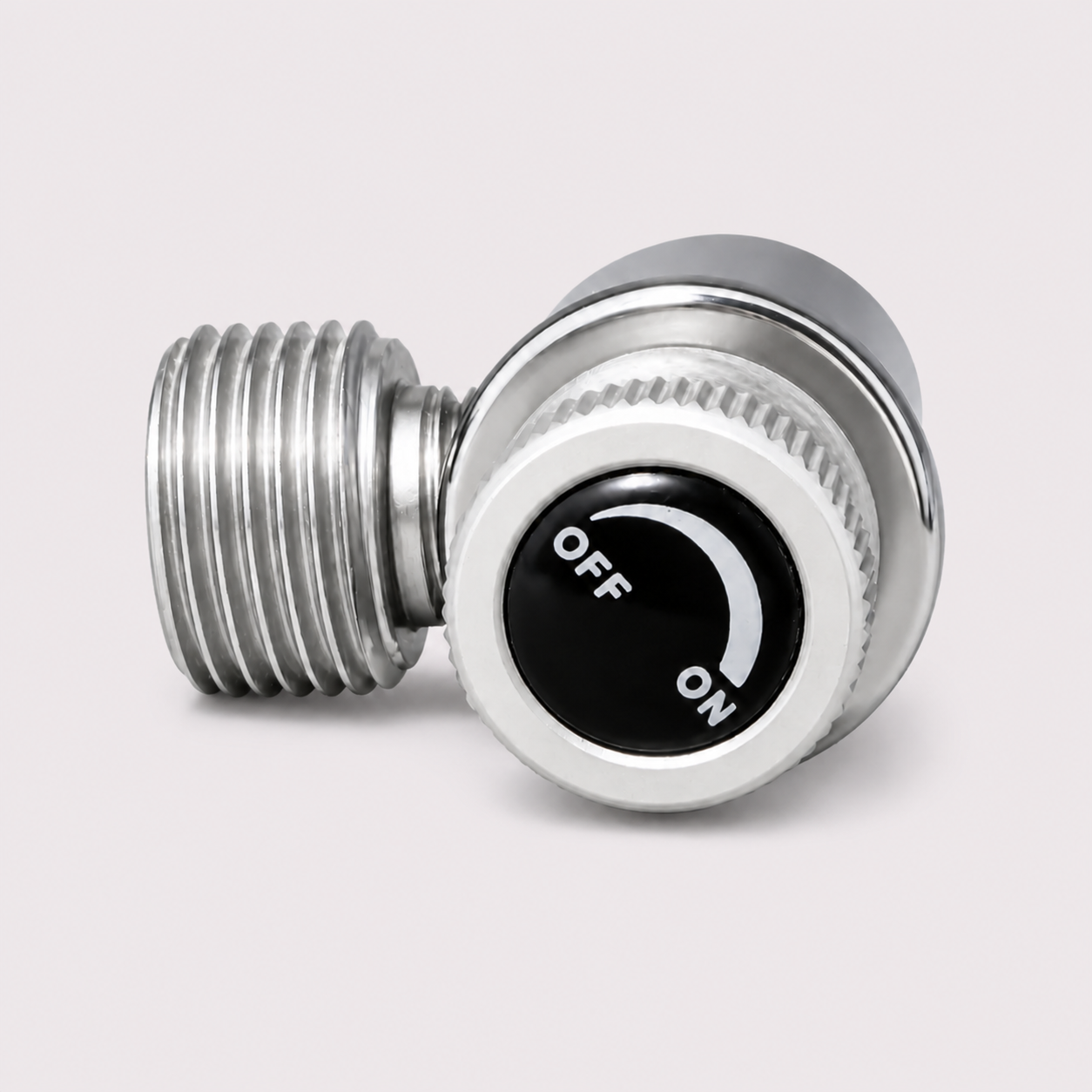 Adjustable valve pin control knob on CGA320 paintball CO₂ cylinder adapter