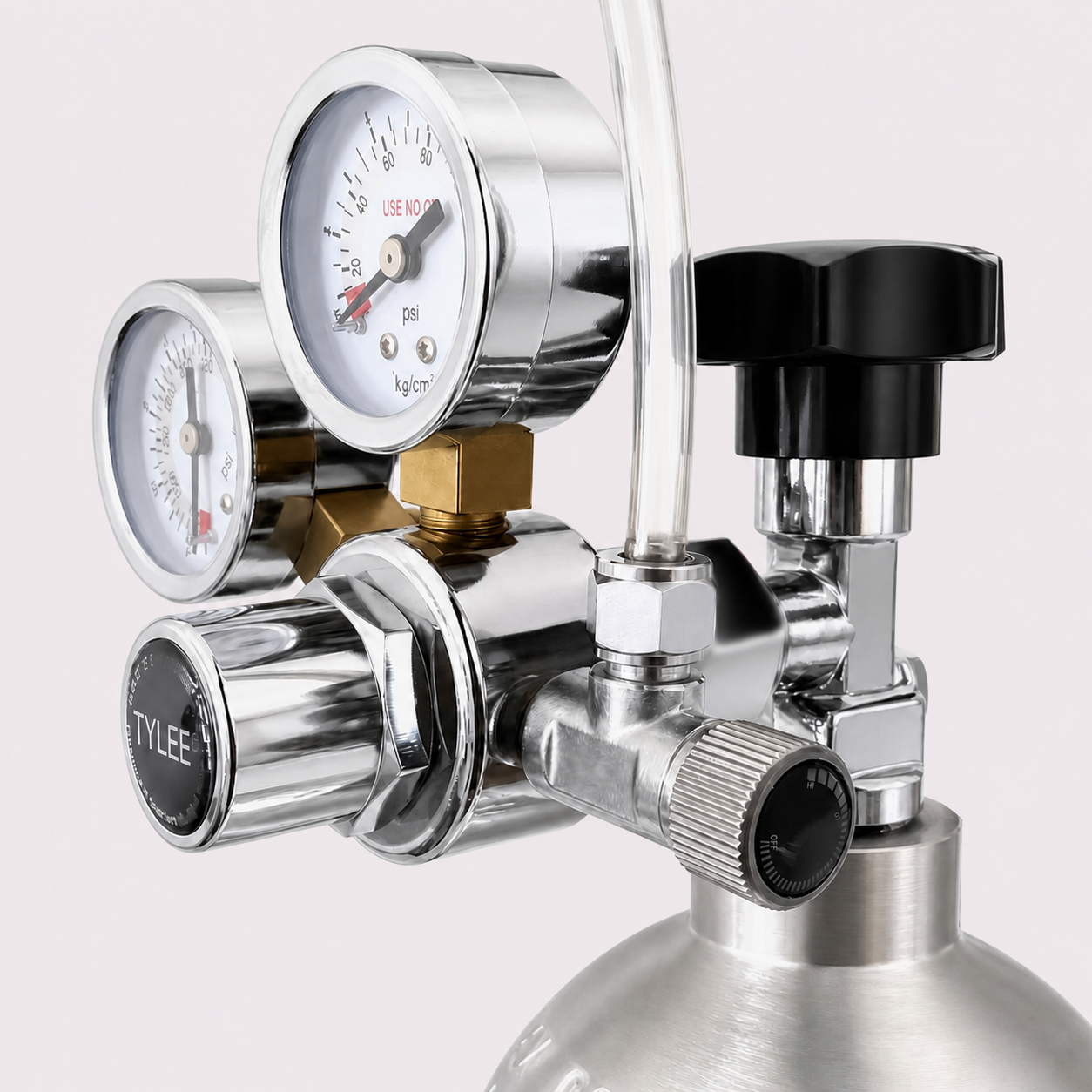 Single Stage CO₂ Regulator with Dual Gauges, Solid Brass Body for Aquarium and Brewing Systems