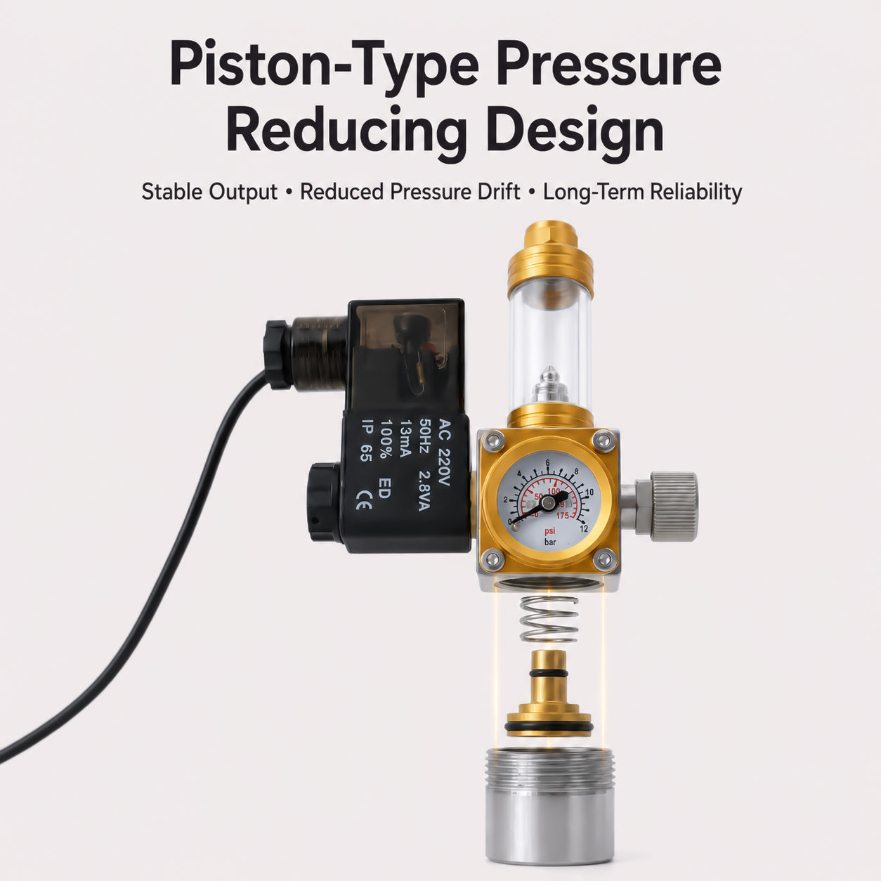Aquarium CO2 Regulator with Solenoid Valve and Bubble Counter