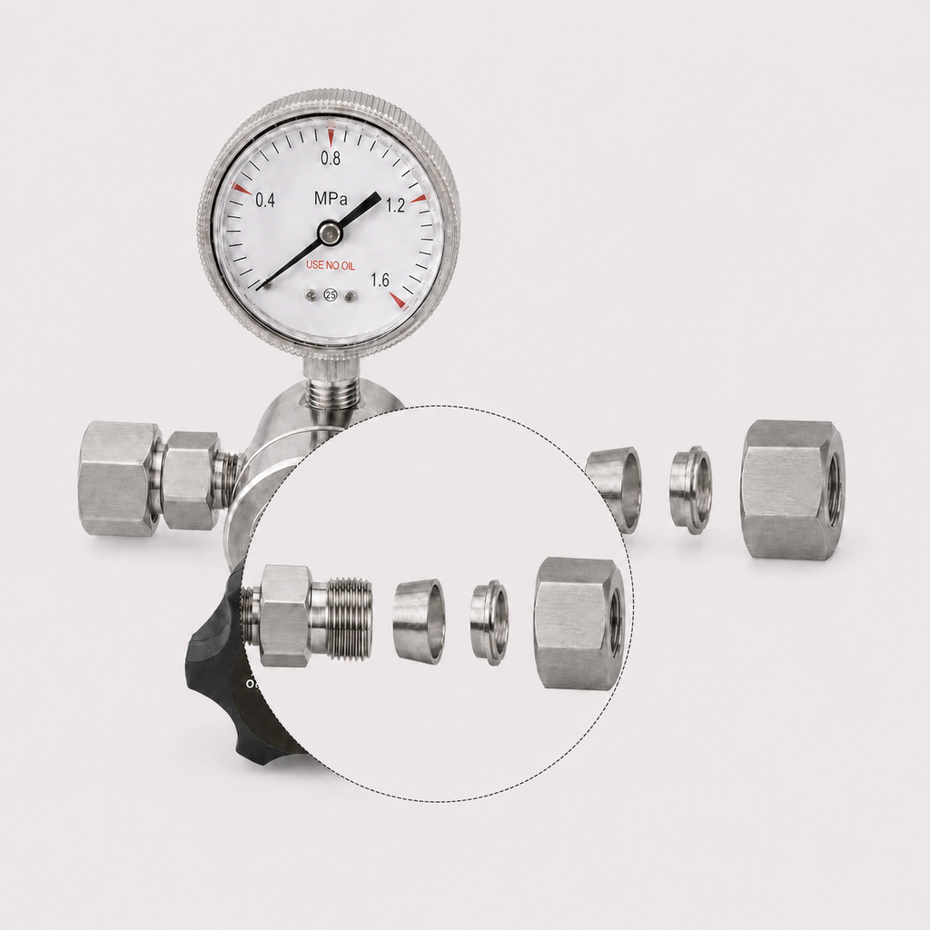 304 Stainless Steel Gas Pressure Regulator with 6/8/10mm Compression Fittings