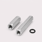 Brass Hex Spacer Sleeve Hex Long Coupling Nut M10x1 Threaded Rod Connector, 1 Set