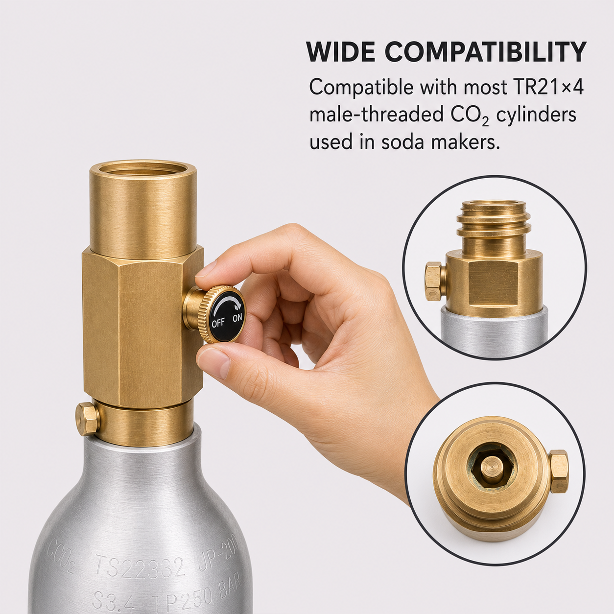 CO₂ Refill Adapter W21.8-14 to TR21×4 Soda Cylinder Refilling Valve