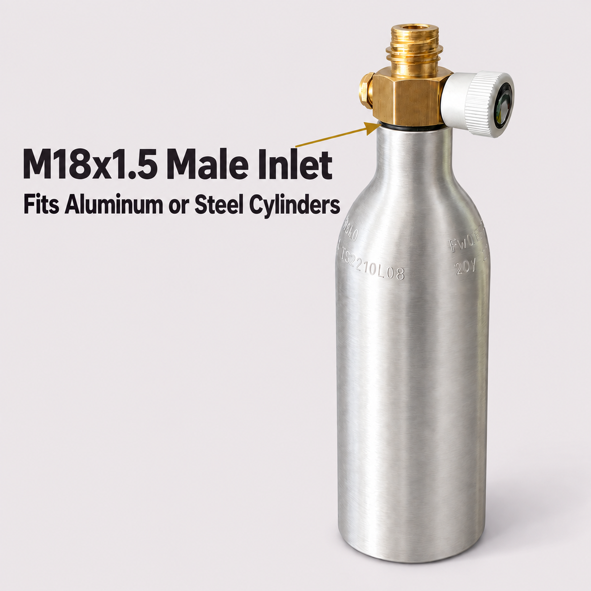 TR21×4 to M18×1.5 Adapter with Manual ON/OFF Valve, 3/8-24 UNF Piercing Connector for 16g CO₂ Cartridge