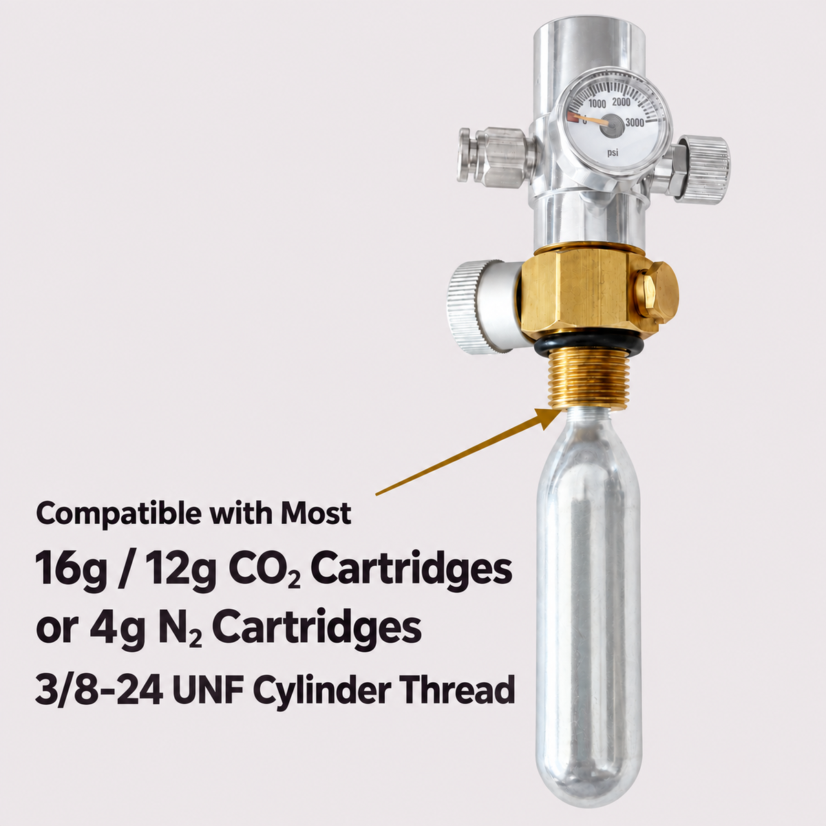 TR21×4 to M18×1.5 Adapter with Manual ON/OFF Valve, 3/8-24 UNF Piercing Connector for 16g CO₂ Cartridge