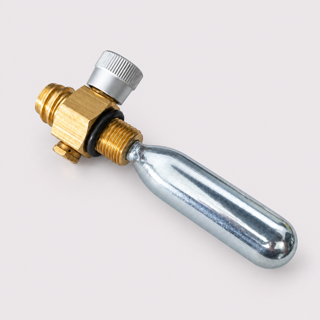 TR21×4 to M18×1.5 Adapter with Manual ON/OFF Valve, 3/8-24 UNF Piercing Connector for 16g CO₂ Cartridge
