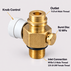 TR21×4 to M18×1.5 Adapter with Manual ON/OFF Valve, 3/8-24 UNF Piercing Connector for 16g CO₂ Cartridge