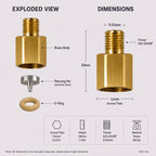 3/8-24 UNF Male to 1/2-20 UNF Female Brass Thread Adapter