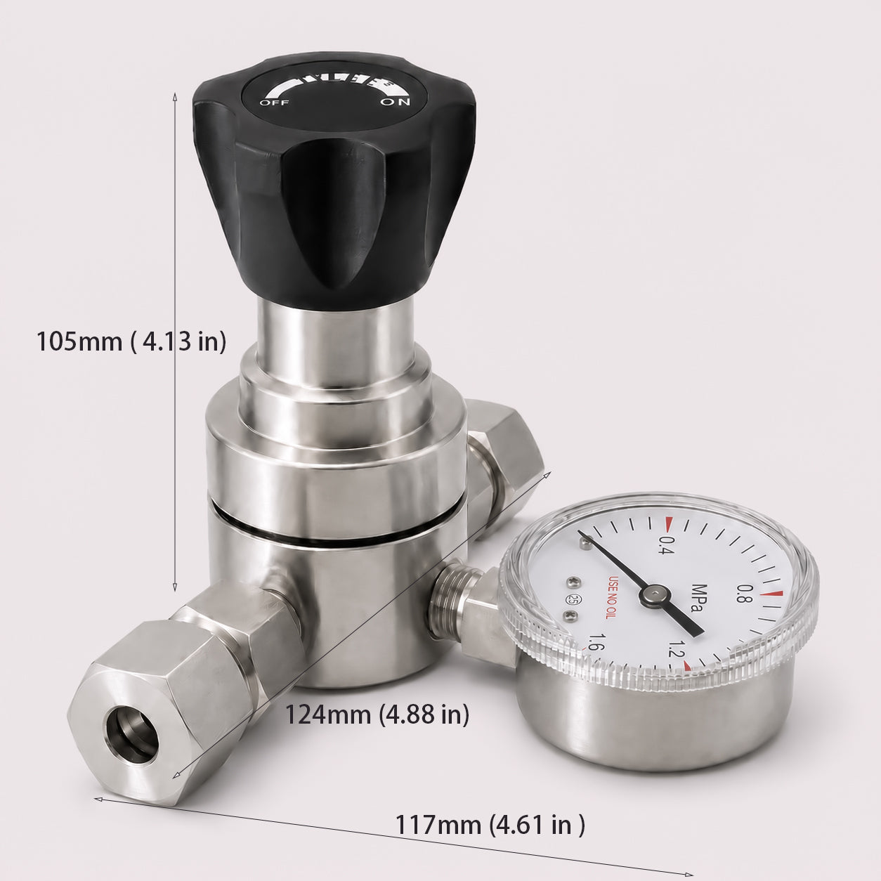 304 Stainless Steel Gas Pressure Regulator with 6/8/10mm Compression Fittings