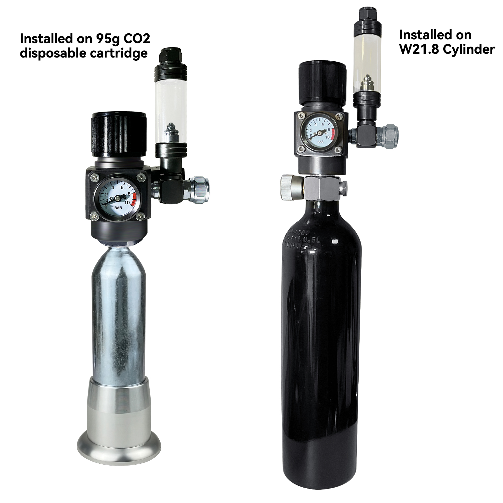 Adjustable CO2 Regulator for 5/8" Cartridges and W21.8 Cylinder